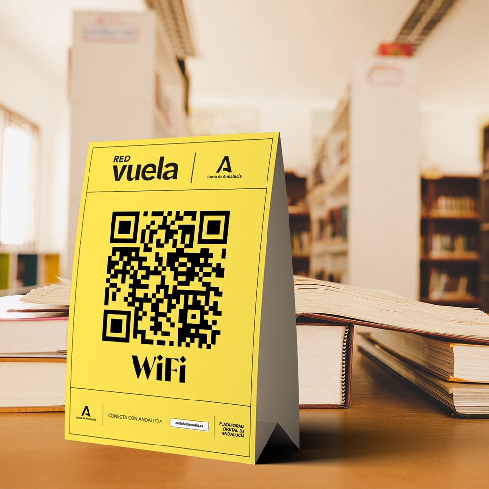 Punto de acceso WiFi a la Red Vuela en una biblioteca pública