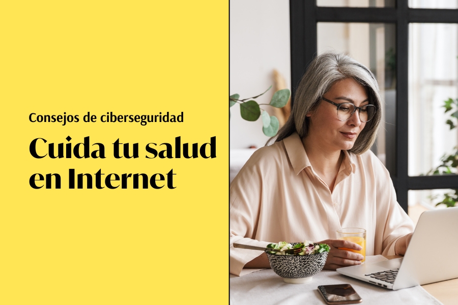 Mujer mayor usando un portátil